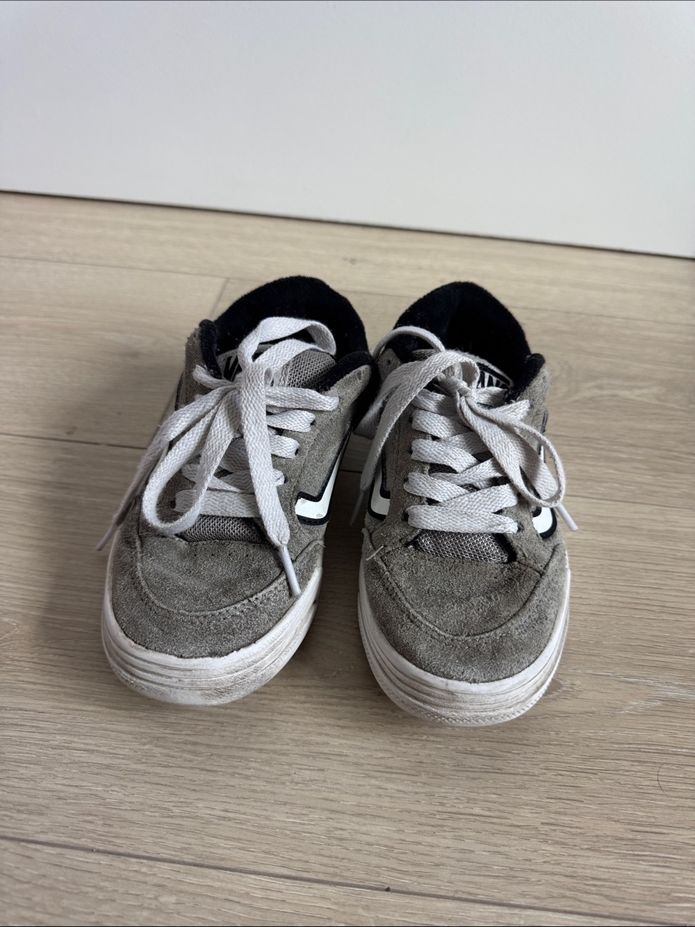 Vans Kids Grey Suede Sneakers with White Stripe
